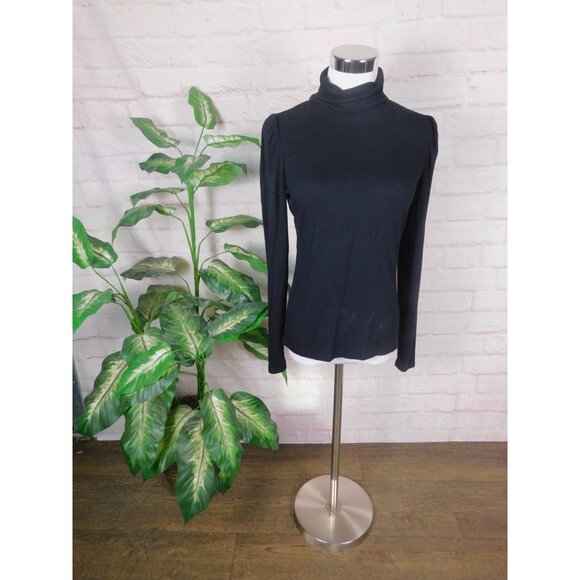Cyrus Essentials Black Ribbed Turtleneck Long Sleeve Stretch Classic S - Picture 2 of 9
